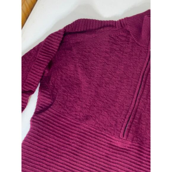 Obermeyer Women's Dolly Cashmere Blend 1/2 Zip Sweater L Maroon Long Sleeve - Picture 16 of 16